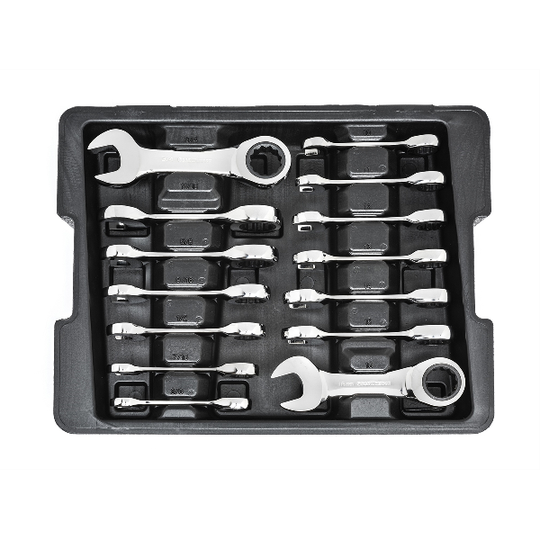 14PC Ratcheting Combination Stubby Wrench Set