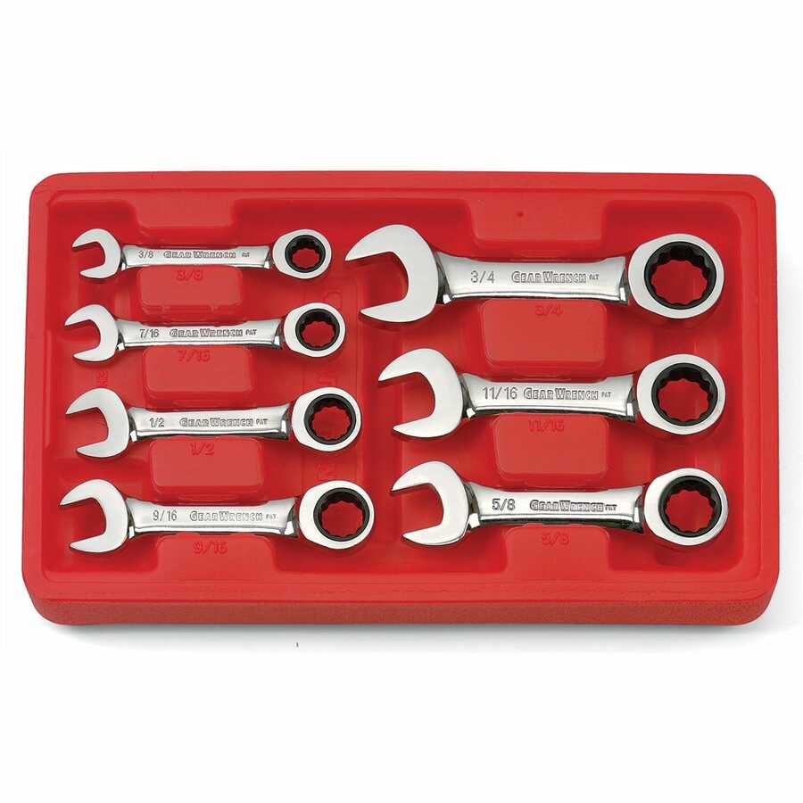 Fractional Stubby Gearwrench Set - 7-Pc