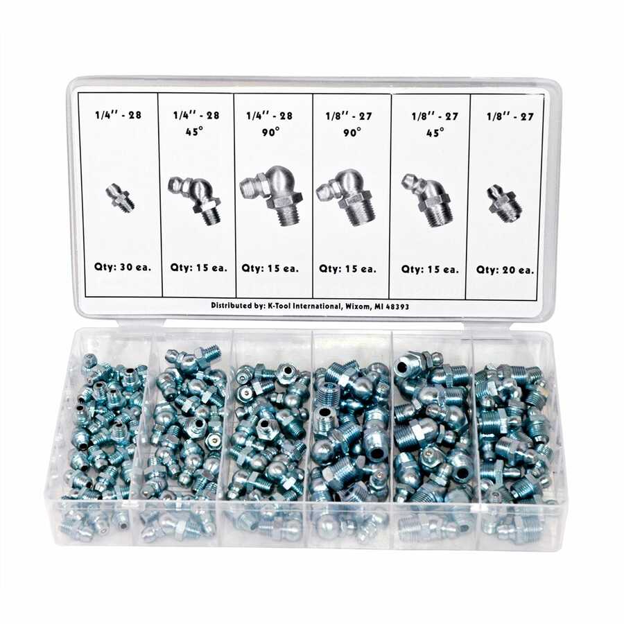 110 Piece Hydraulic Grease Fitting Assortment