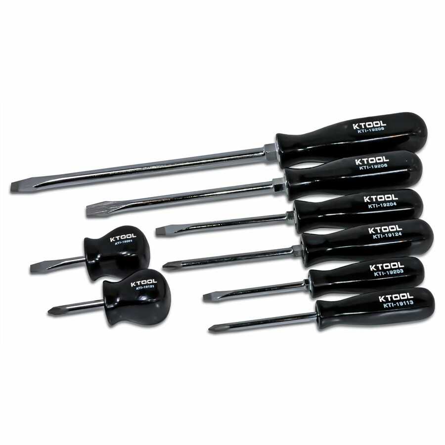 8 Piece Green Phillips and Slotted Screwdriver Set