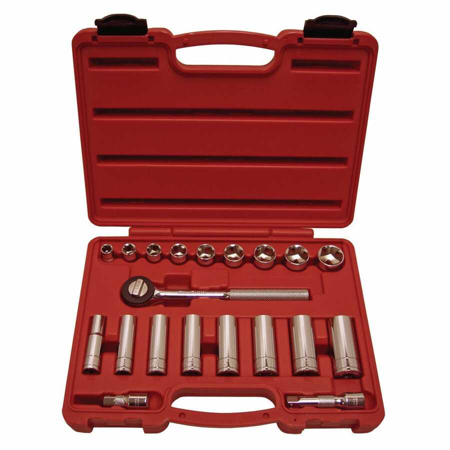 Socket Set - 3/8 In Drive 6 Point - 20-Pc