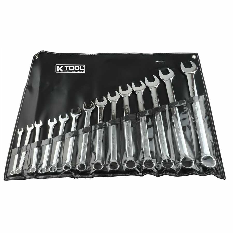 High Polish Combination Wrench Set w/ Kit Bag - 14-Pc