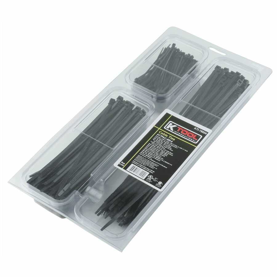 400 Piece Black Nylon Tie Assortment