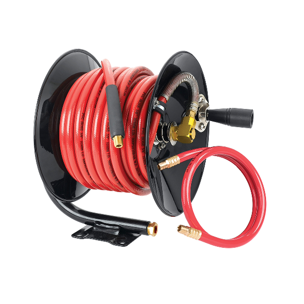 Workforce Series Manual Air Hose Reel w 3/8 In ID x 50 Ft Hose