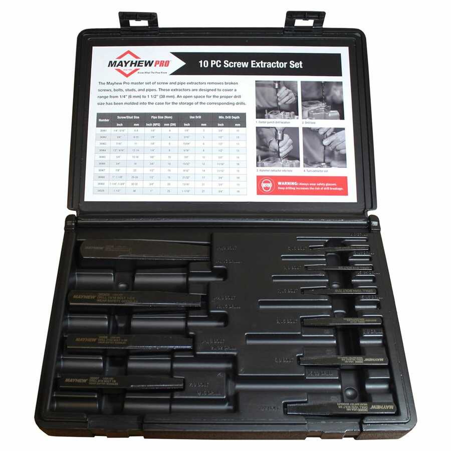 Screw and Pipe Extractor Set 10 Pc