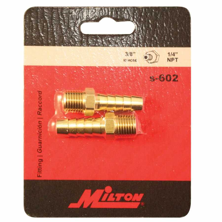 Male Brass Hose End - 3/8 In ID x 1/4 In NPT - 2/Cd