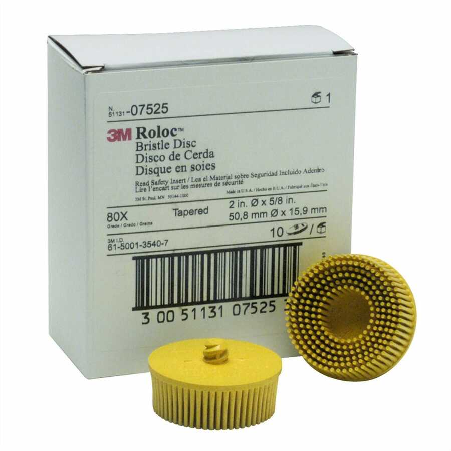 Roloc Bristle Discs - 2 In - 80 Grit - Yellow