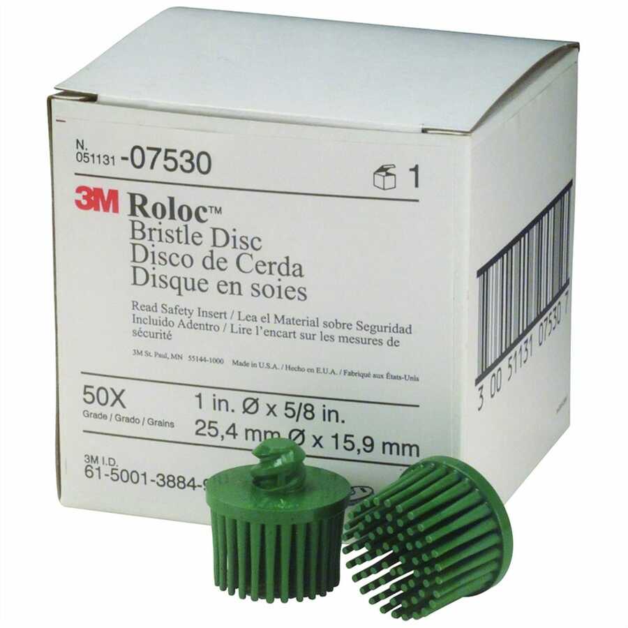 Scotch-Brite Bristle Disc 07530, 1 Inch, 50 Green Grade 10/Box