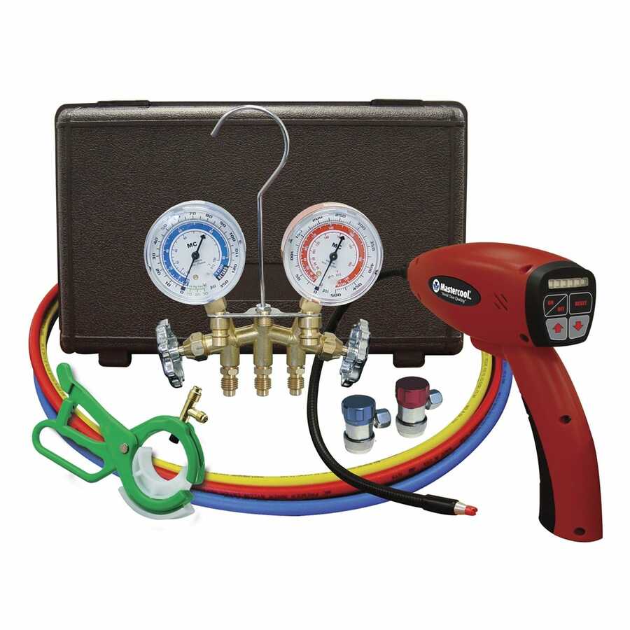 Electronic leak detector with Brass gauge set