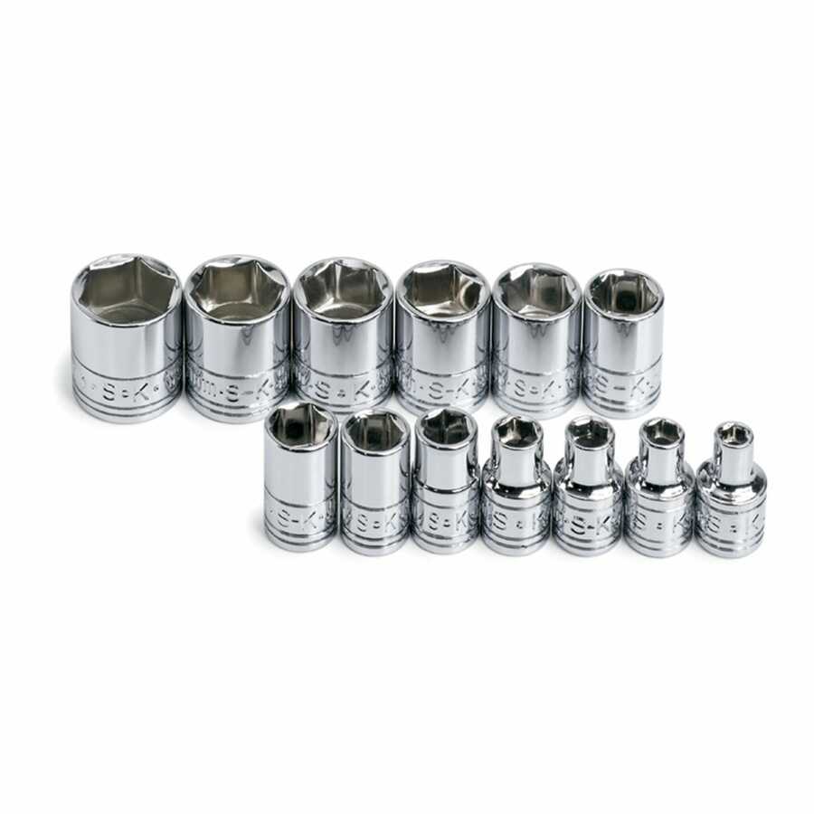 1/4 In Drive 6 Pt Standard Metric Socket Set - 13 Piece