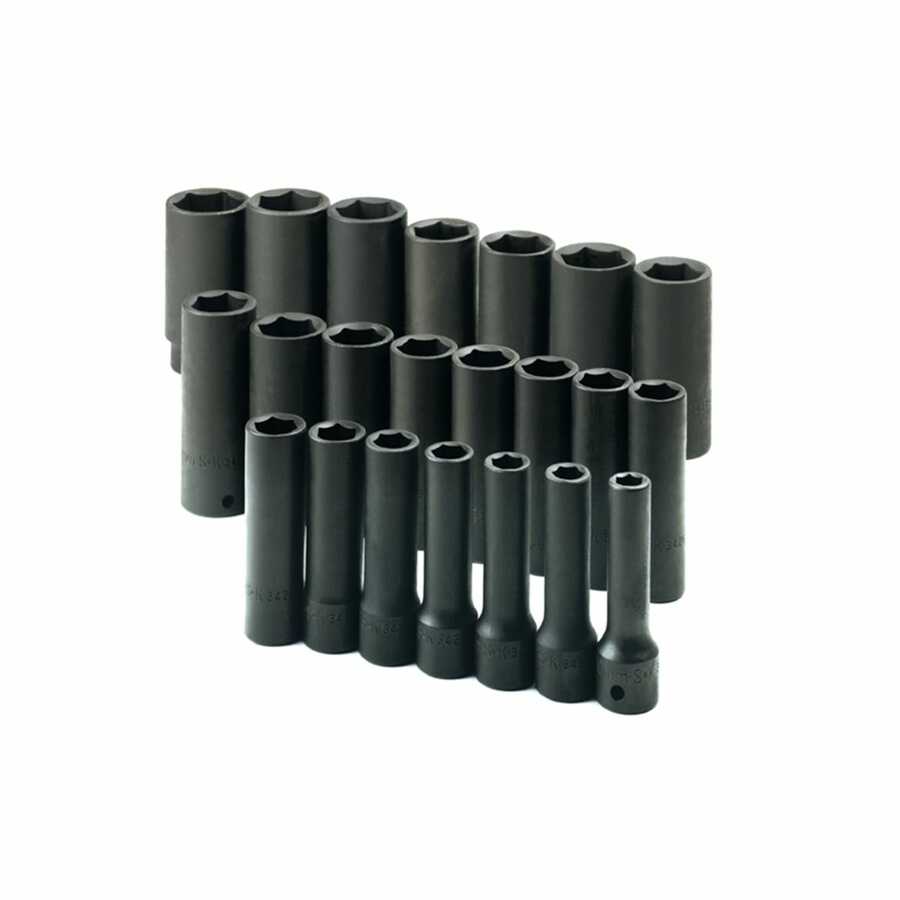 1/2 In Drive 6 Pt Deep Metric Impact Socket Set - 22 Piece