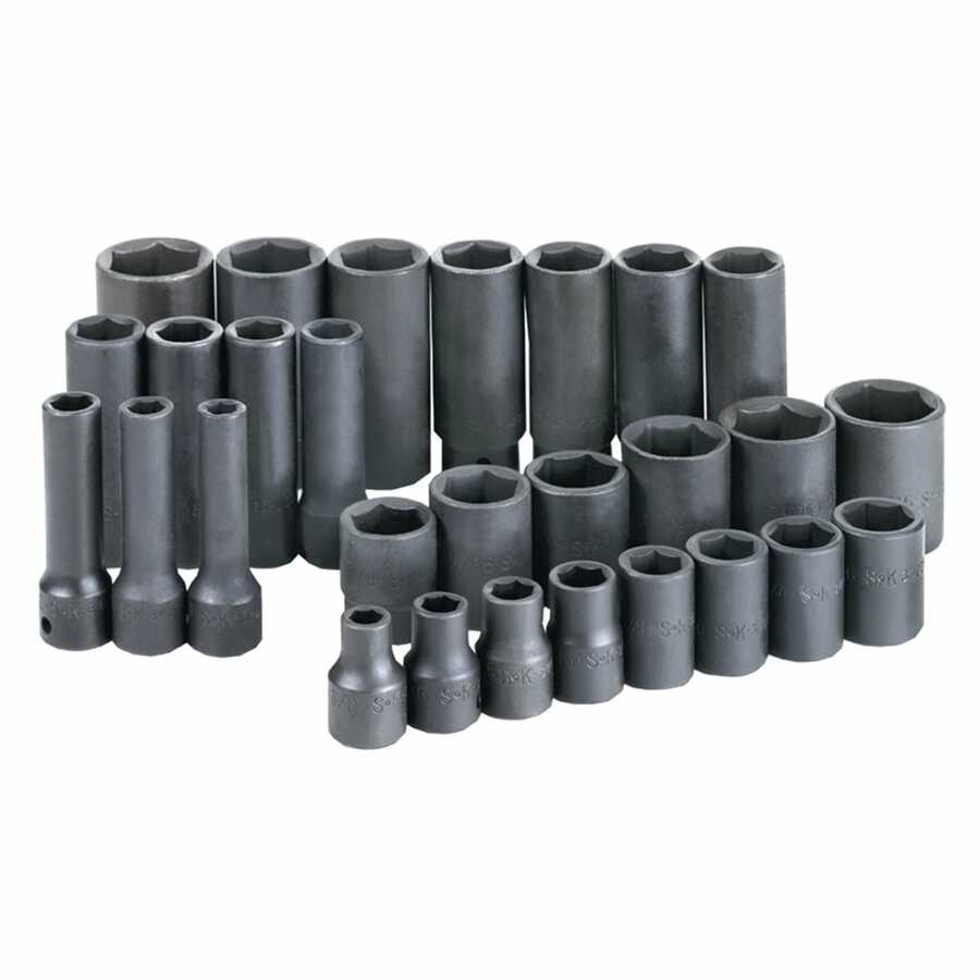 1/2 Inch Drive 6 Pt Std & Deep Impact Socket Set - 28 Pc