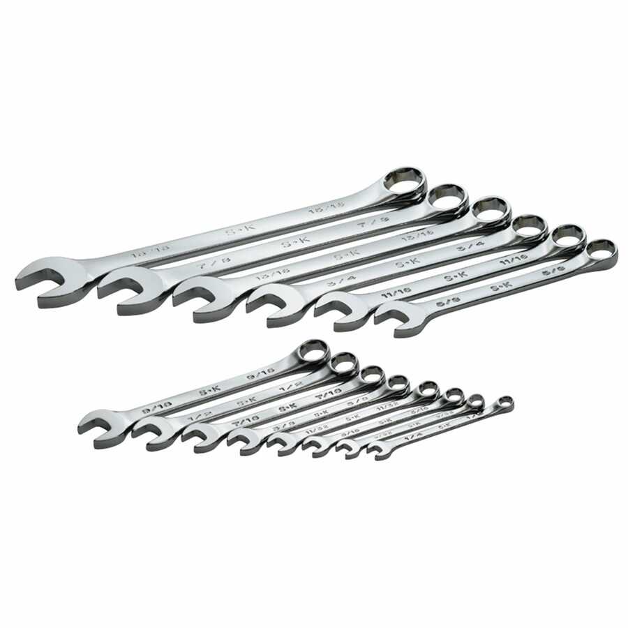 SuperKrome(R) 6 Pt Fractional Combination Wrench Set - 14 Piece