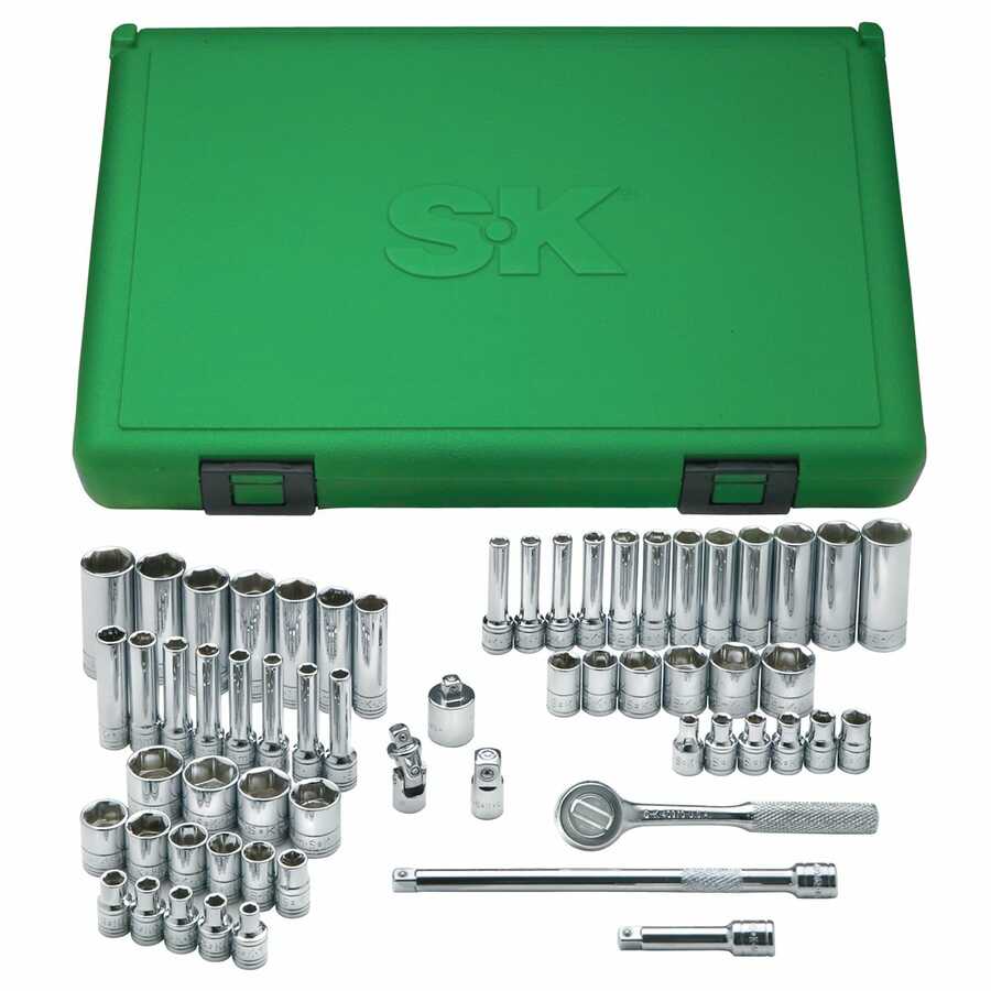 1/4 In Dr Fractional & Metric Socket Set - 60-Pc