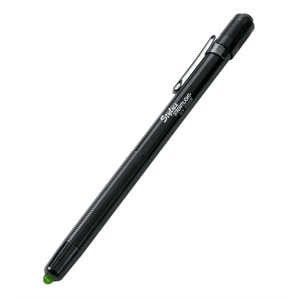 Stylus 3 Cell Black Flashlight w/ Green LED