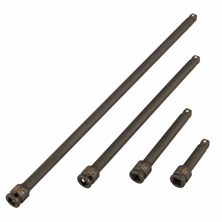 1/2" Wobble Drive Extensions 4 Piece Impact Socket Set