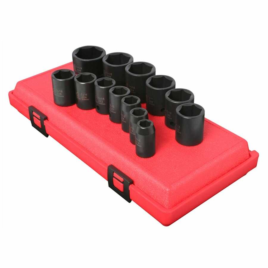 1/2 In Dr Impact Socket Set 6 Pt Std SAE - 13-Pc