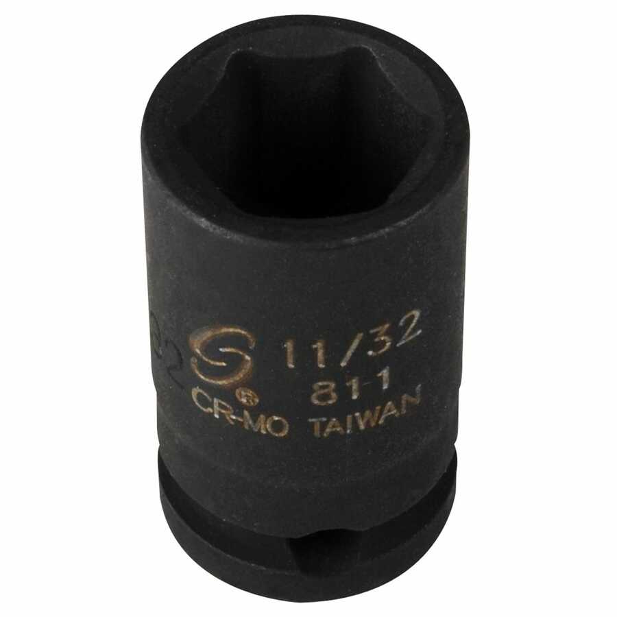 1/4 Inch Drive 6 Pt Fractional SAE Std Impact Socket 11/32 Inch