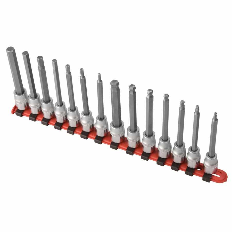 3/8 In Dr Metric Long Ball Hex and Hex Bit Socket Set - 14-Pc