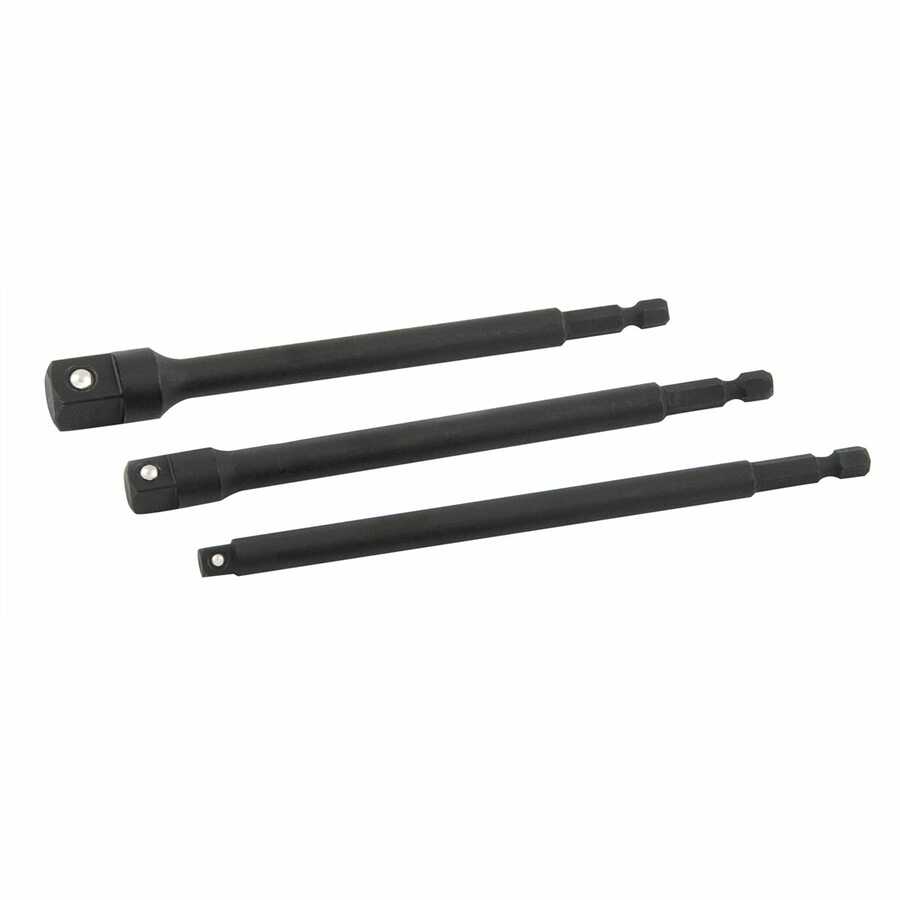 1/4 Inch Hex 6 Inch Long Socket Adapter Set 3 Pc