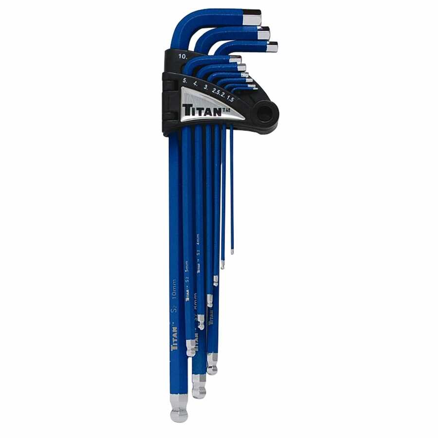 Extra Long Arm Ball End Hex Key Set - Metric - 9-Pc