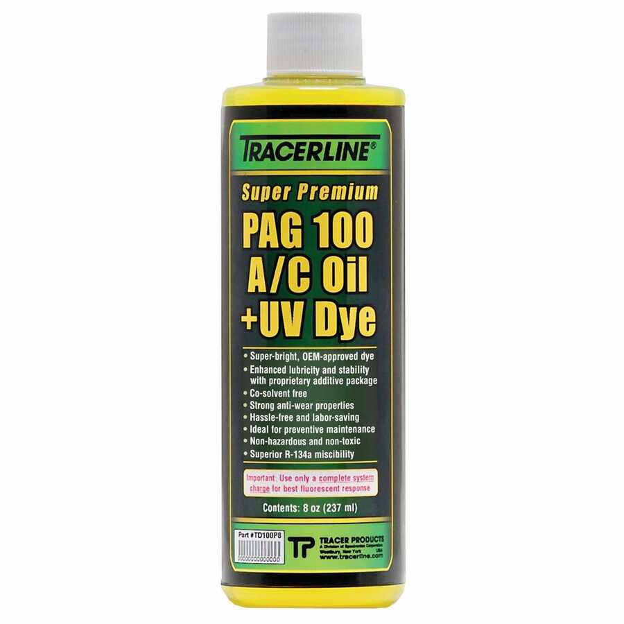 8 OZ BOTTLE PAG 100 A/C OIL W/DYE