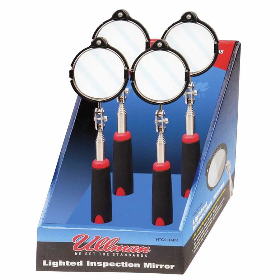 Lighted Inspection Mirror - 4 Pack