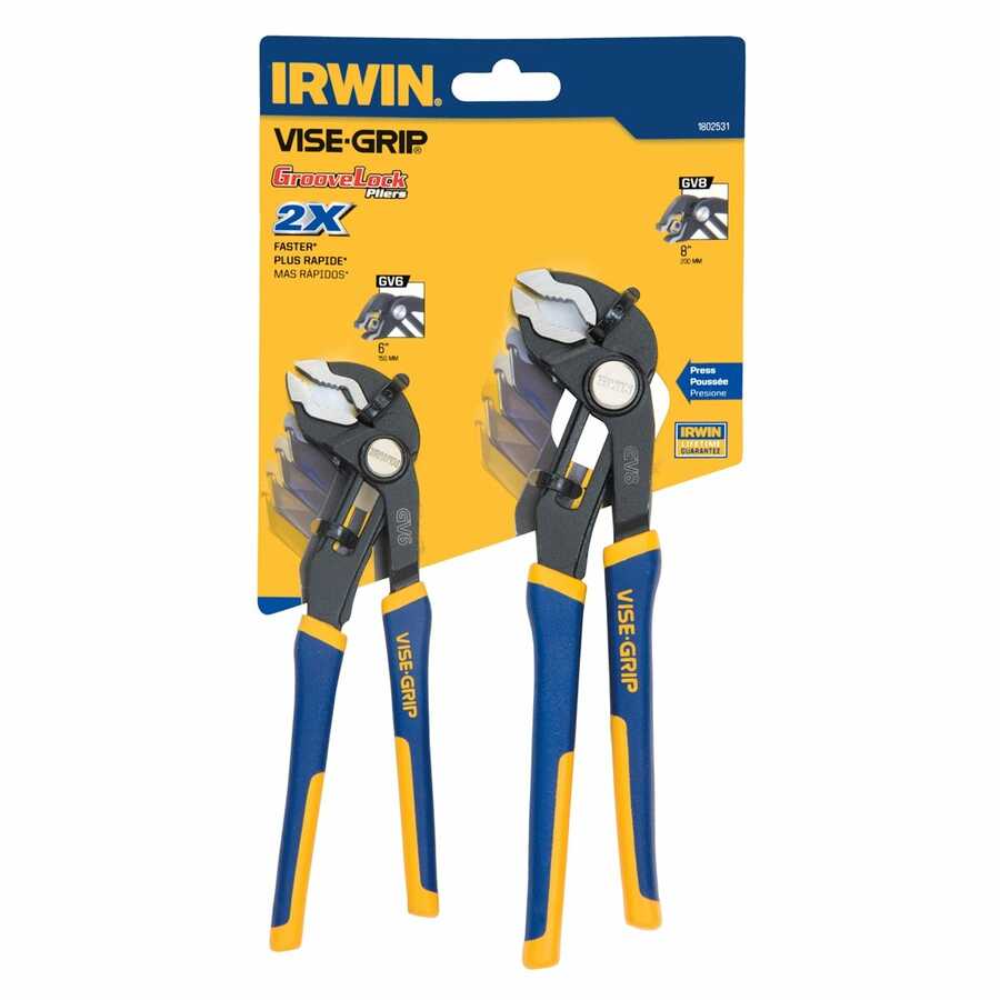 GrooveLock 6 & 8 Inch V-Jaw Pliers Set 2 Pc