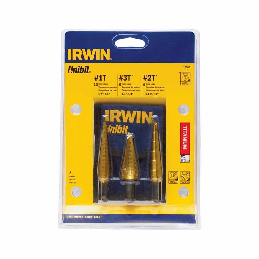 Irwin 502T Titanium Unibit Set - 3-Pc