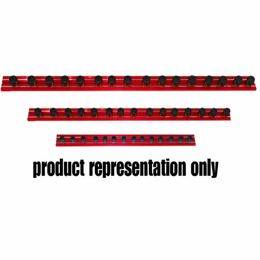 16" Red Magrail TL Magnetic Socket Holder w 1/4" Studs