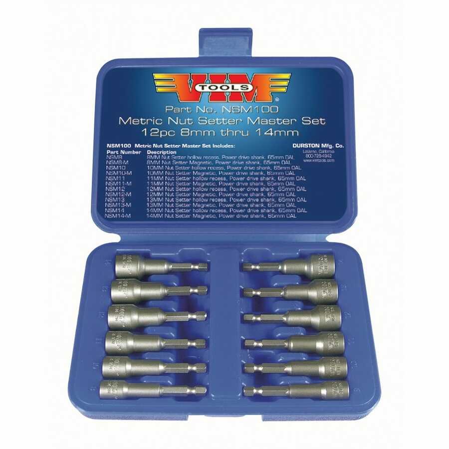 Metric Power Drive Nut Setter Set with Magnetic and Hollow Point