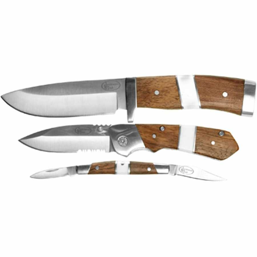 3pc LE Wood Handle Knife Set