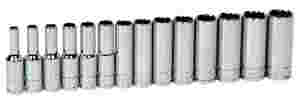 14 pc 3/8" Drive 12-Point Metric Deep Set Socket o...