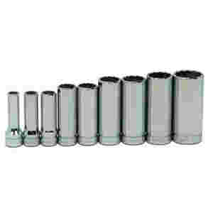 9 pc 3/8" Drive 12-Point SAE Deep Socket Set on Ra...