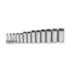 13 pc 3/8" Drive 12-Point SAE Deep Socket Set on R...