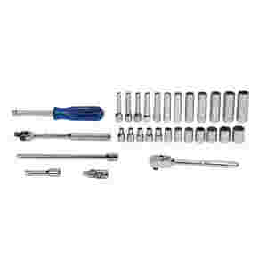 30 pc 1/4" Drive 6-Point Metric Shallow and Deep S...
