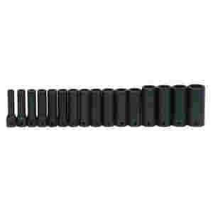 16 pc 1/2" Drive 6-Point Metric Deep Socket Set on...