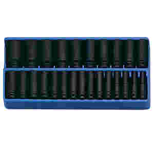 25 Pc 1/2" Drive Cr-Mo Metric Deep Impact Socket S...