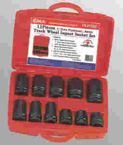 11 Pc 1" Drive Truck Wheel Impact Socket Set