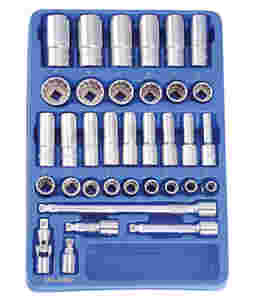 35PC 1/2" Dr. Metric Deep Hand Socket Set