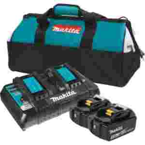 (2) BATTERY 18V 5.0AH, DUAL CHARGER & BAG