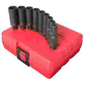 1/4 In Dr 6-Pt Deep Metric Impact Socket Set - 9-P...