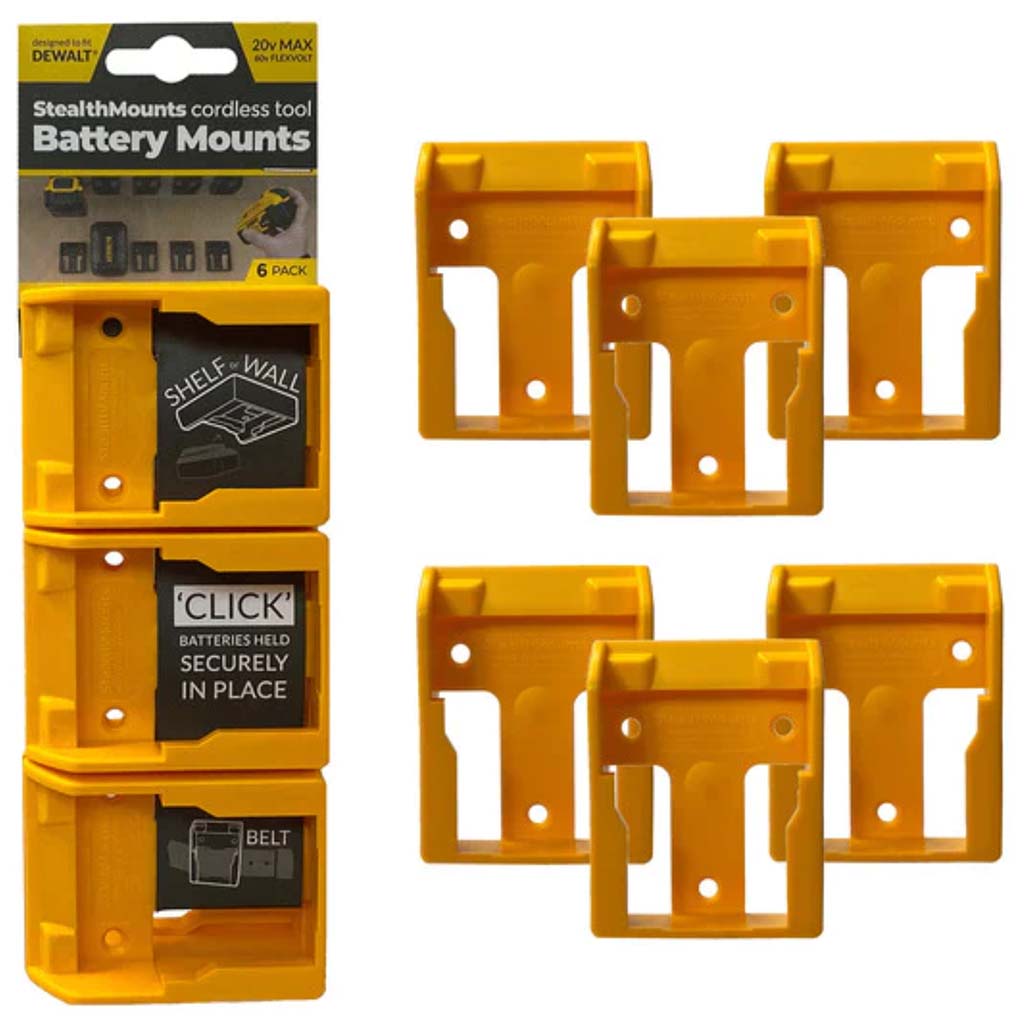 DEWALT BATTERY MOUNTS 20V/60V YLW 6PK