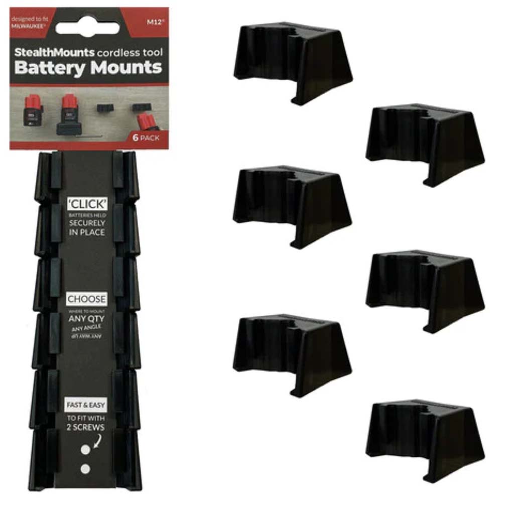 MILWAUKEE BATTERY MOUNTS BLK M12 6PK