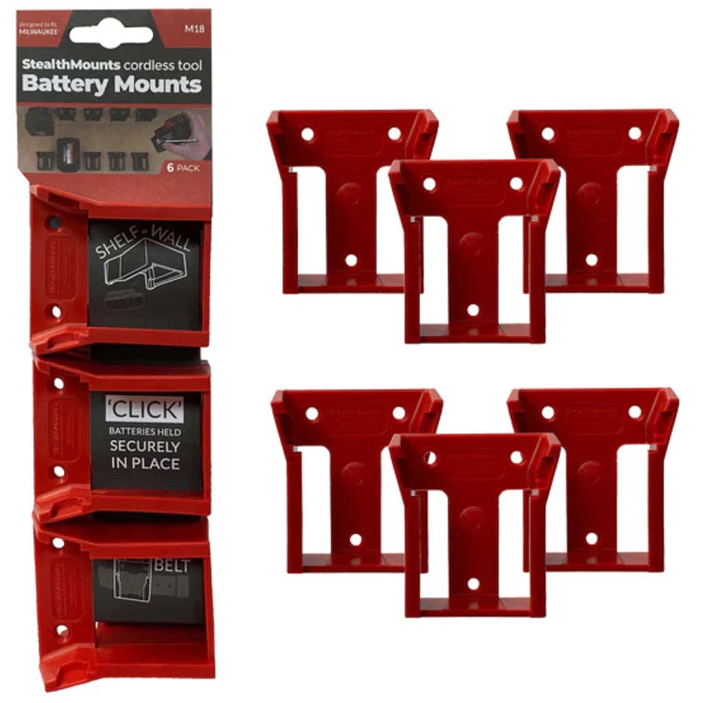 MILWAUKEE BATTERY MOUNTS M18 RED 6PK