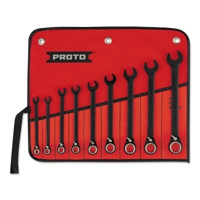 WRENCH SET BLK CHROME REV COMBINATION RATCHET SET 9 PC