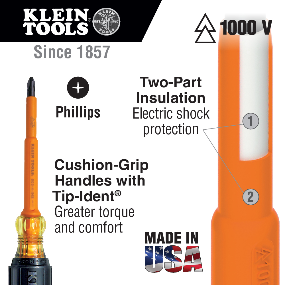 INSULATED #2 PHILLIPS 7" SCREWDRIVER