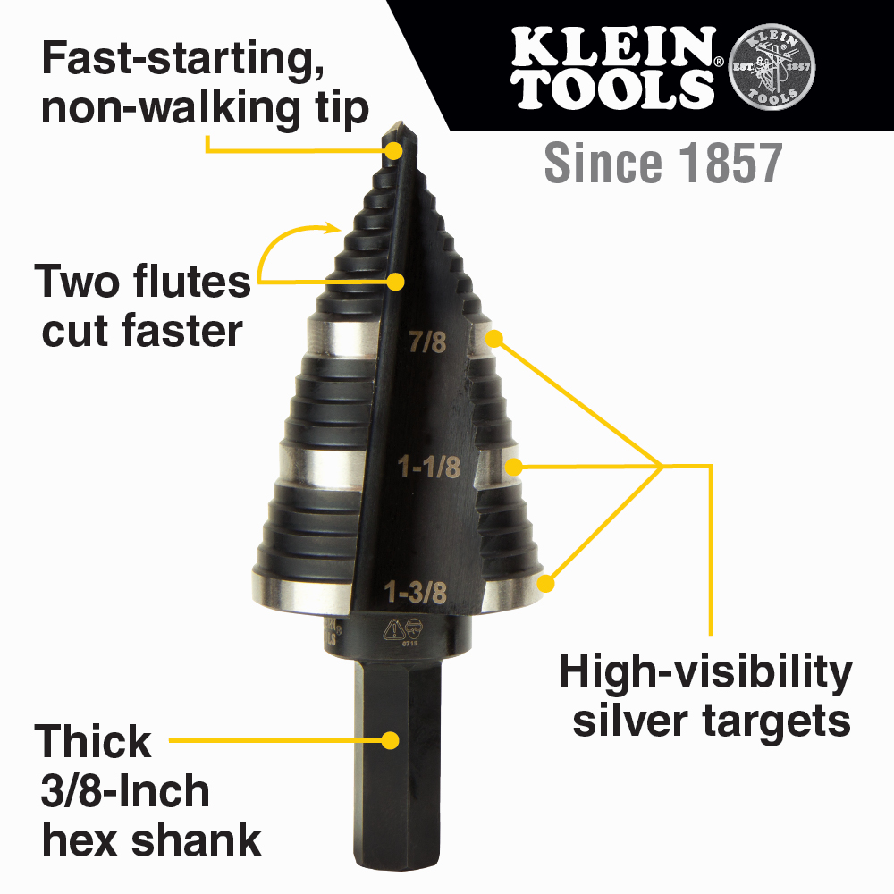 STEP DRILL BIT #15 DBL FLTD 7/8 TO 1-3/8