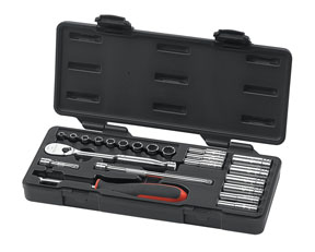 1/4 In Dr SAE 6, 12 Point Socket Set Shallow and Deep - 22-Pc