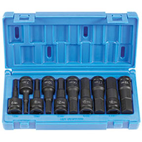 Grey Pneumatic 1498MH Metric Hex Driver Set 1/2" Drive 10-Pc